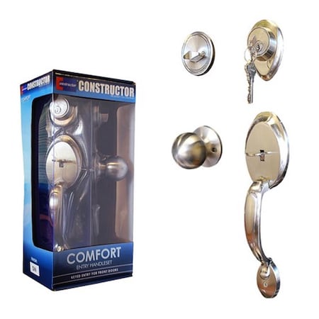 Constructor Comfort Entry Lock Set with Door Lever Handle Satin Nickel CONCOMSN